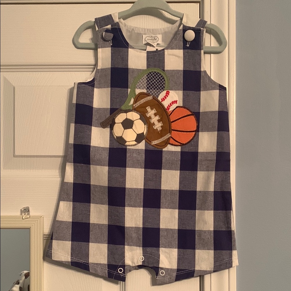 NWT Blue Plaid Romper